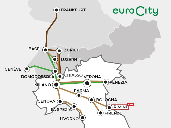 Eurocity per la Svizzera e per la Germania